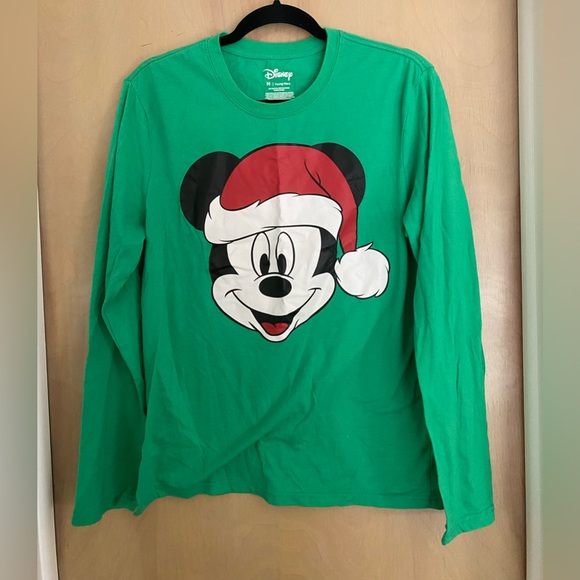 Disney green Mickey Santa long sleeve size medium - Picture 1 of 3
